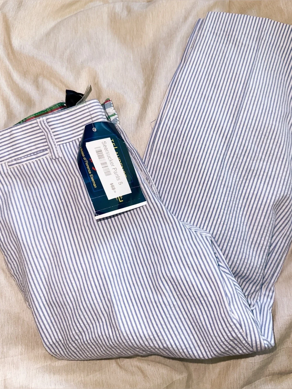 T.F. Laurence Striped Seersucker Pants - Blue & White